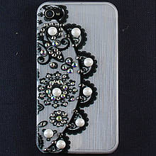 Чохол-накладка для Apple iPhone 4\4S, пластикова зі стразами, біла, YOUNICOU (12) /case/кейс /айфон