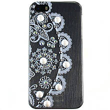 Чохол-накладка для Apple iPhone 5\5S, пластикова зі стразами, чорна, YOUNICOU (2) /case/кейс /айфон