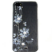 Чохол-накладка для Apple iPhone 5\5S, пластикова зі стразами, чорна, YOUNICOU (3) /case/кейс /айфон