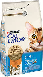 Cat Chow (Кет Чау) 3 в 1 - корм для дорослих кішок з індичкою, 1.5 кг