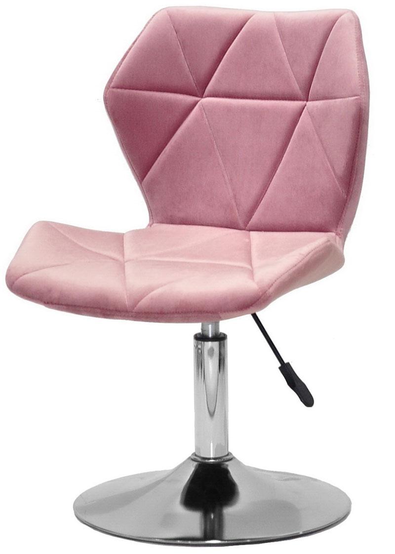 Стілець Torino CH-Base запорошена троянда 1030 оксамит на хромованому млинці D-385 mm, поворотний із регулюванням висоти, фото 1
