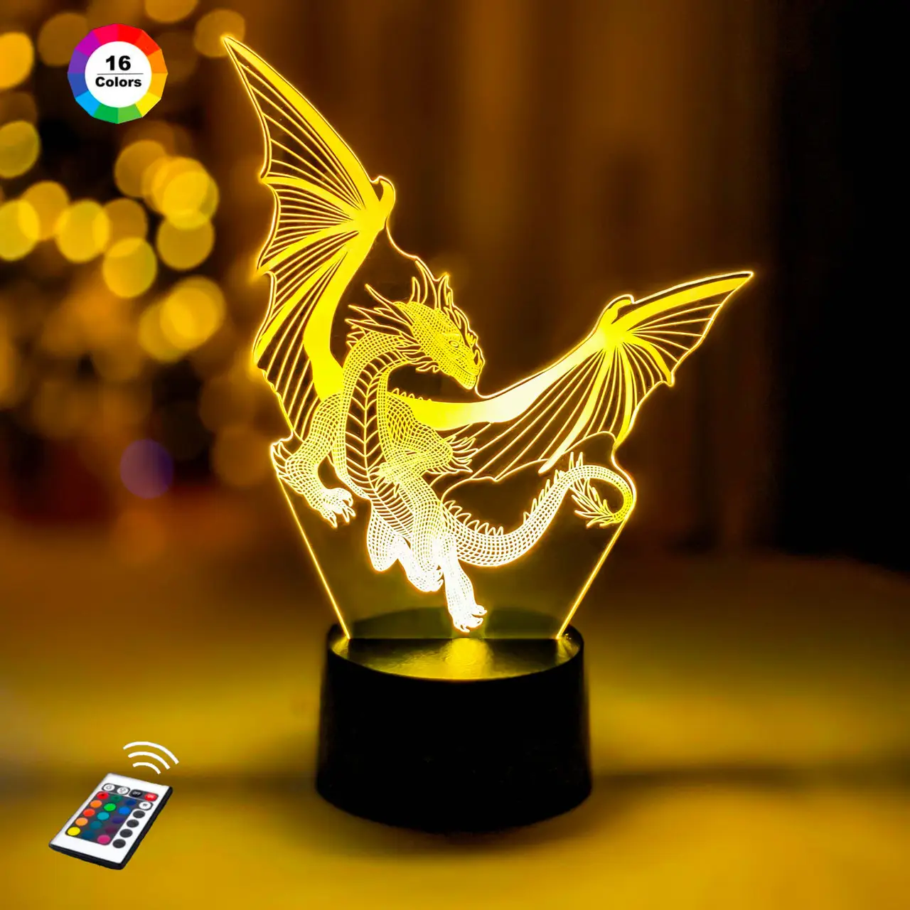 3D світильник нічник з пультом "Дракон у польоті" 3DTOYSLAMP, фото 1