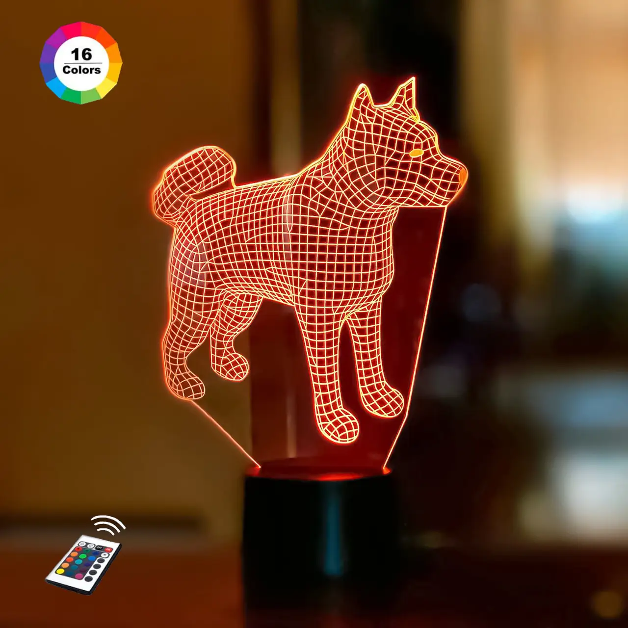 3D світильник нічник з пультом "Акіта" 3DTOYSLAMP, фото 1