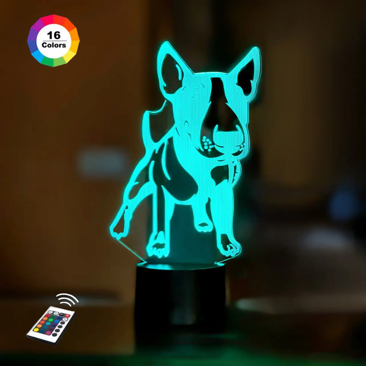 3D світильник нічник з пультом "Бультер'єр 2" 3DTOYSLAMP, фото 1