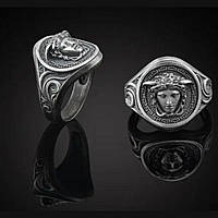 Мужской серебряный перстень Греческая Medusa