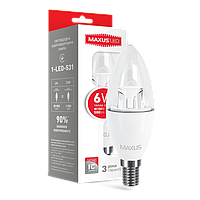 LED-лампа MAXUS C37 6W м'яке світло 220 V E14 (1-LED-531)