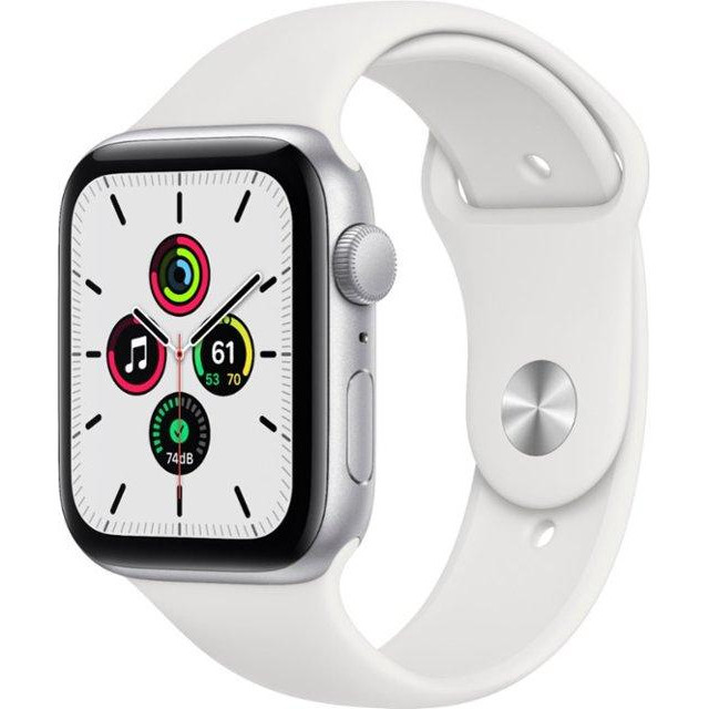 Смарт-годинник Apple Watch SE GPS 44 mm Silver Aluminum Case w. White Sport B. (MYDQ2)