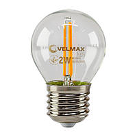 LED лампа филаментная VELMAX V-Filament-G45, 2W, E27, оранжевый, 200Lm