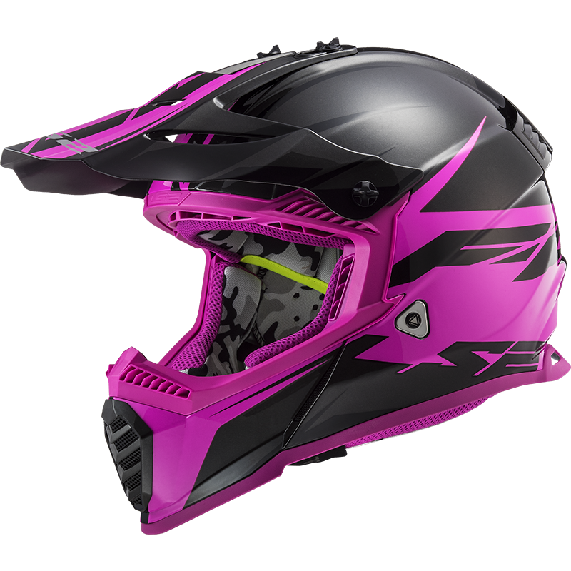 Мотошолом LS2 MX437 fast evo roar black purple, фото 1