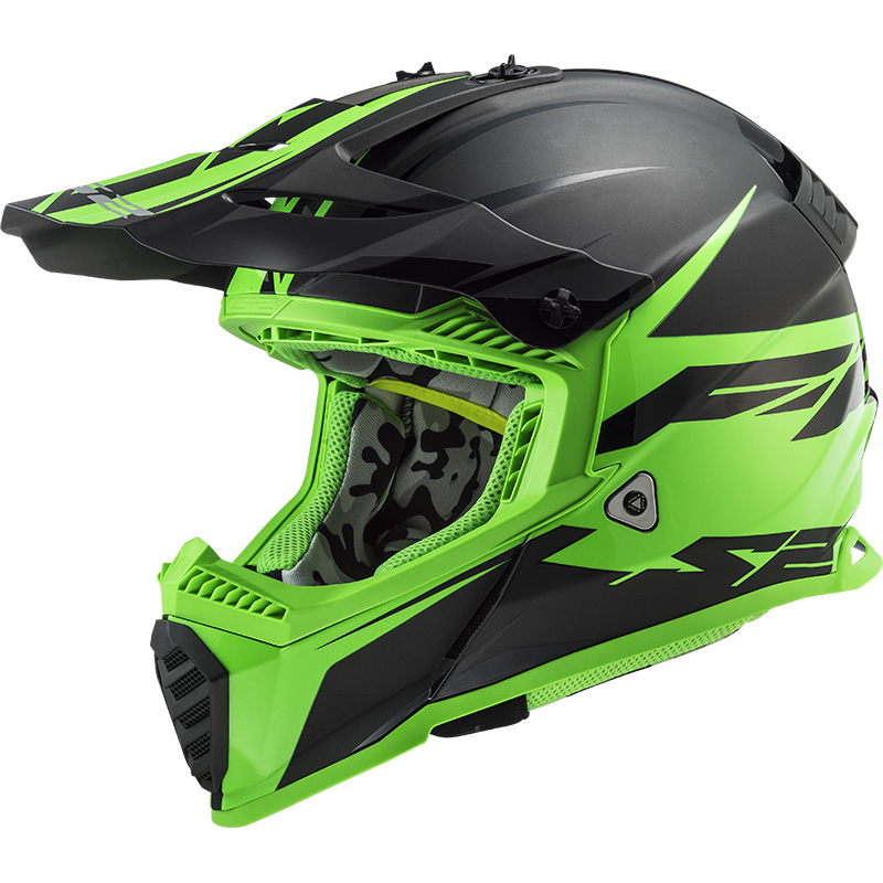 Мотошолом LS2 MX437 fast evo roar black green