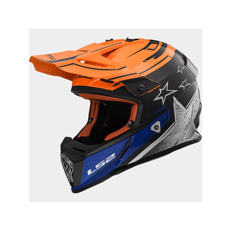 Мотошолом LS2 MX437 fast core black orange