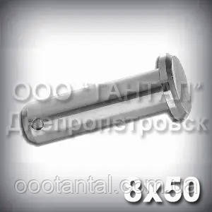 Палець - вісь 8х50 DIN В 1444 (ГОСТ 9650-80 тип 6) ISO 2341 сталевий оцинкований