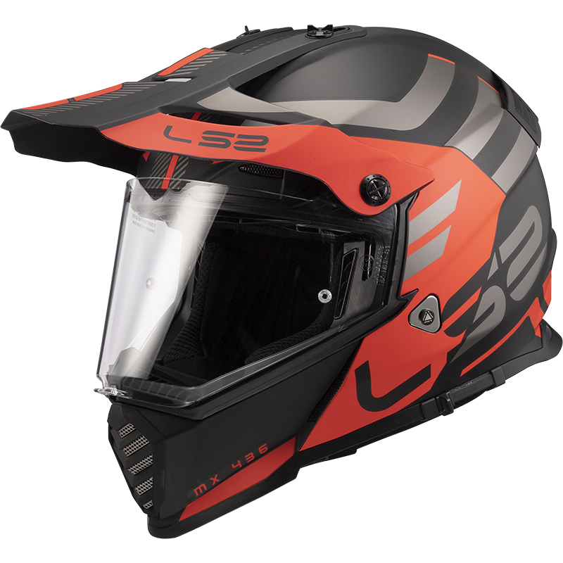 Мотошолом LS2 MX436 pioneer evo adventurer matt black orange