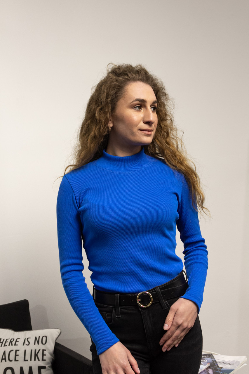 Синій базовий гольф у рубчик, фото 1