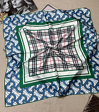 Шовкова брендова хустка Burberry 90*90 см ручна обробка краю, фото 3