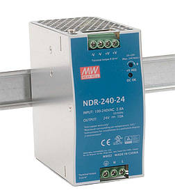 Блок живлення MEAN WELL NDR-240-24 10A 5A DC 24V 240W на DIN-рейку (вхід 90~264V AC / 127~370V DC)