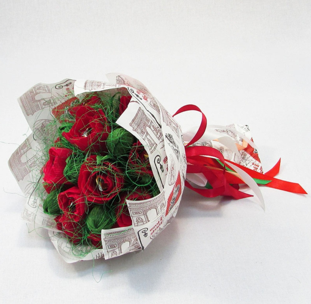 Букет із цукерок Троянди 17 крафт