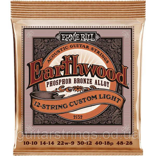 Струны Ernie Ball 2152 Earthwood Phosphor Bronze 12-String Custom Light 10-48, фото 1