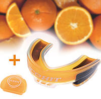 Капа боксерская взрослая для защиты зубов с ароматом апельсина (цвет оранжевый) чехол в комплекте (A/S)