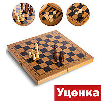 УЦЕНКА! Купити набір: шашки шашки нарди 3 в 1 дерев'яні (29sм x 29sм) дерев’яні фігури (A/S)