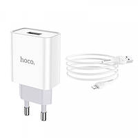 Зарядное устройство HOCO C81A 1USB 2.1A + Lightning Cable White