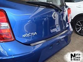 Накладка на бампер Nissan Micra IV 5D 2010- без загину NataNiko
