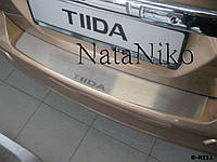 Накладка на бампер Nissan Tiida 5D 2007- без загиба