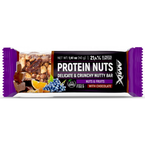 Протеїнові батончики Amix Protein Nuts Crunchy Nutty Bar 25х40g, фото 1