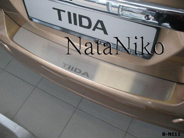 Накладка на бампер Nissan Tiida 5D 2007- без загину