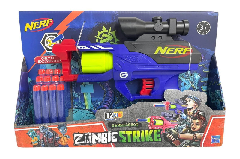 Дитячий Бластер Nerf Нерф JBY-085 Zombie strike на поролонових патронах