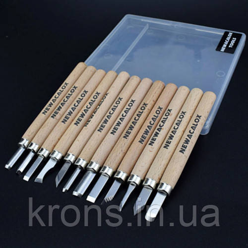Набір з 12 стамесок для різьби по дереву Newacalox долота ножі різці, фото 1