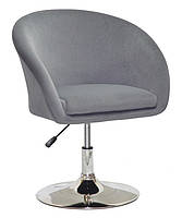 Крісло Andy CH-Base сірий В-1004 оксамит із підлокітниками на хромованій круглій опорі-нозі, фото 2