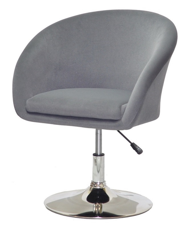 Крісло Andy CH-Base сірий В-1004 оксамит із підлокітниками на хромованій круглій опорі-нозі, фото 1