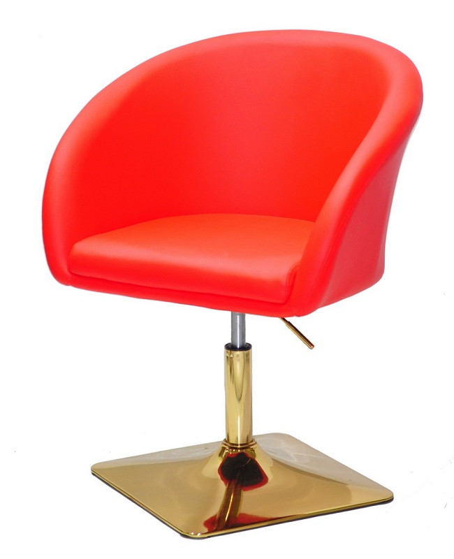 Крісло Andy 4 GD-BASE червоний 1007 шкірозамінників із підлокітниками на золотій хромованій квадратній опорі, фото 1