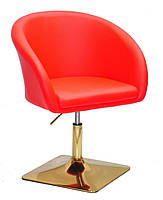 Крісло Andy 4 GD-BASE червоний 1007 шкірозамінників із підлокітниками на золотій хромованій квадратній опорі, фото 3