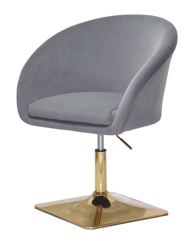 Крісло Andy 4 GD-BASE сірий 1004 велюр із підлокітниками на золотій хромованій квадратній опорі, фото 1