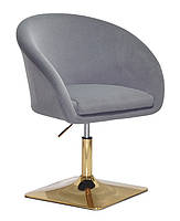 Крісло Andy 4 GD-BASE сірий 1004 велюр із підлокітниками на золотій хромованій квадратній опорі, фото 3