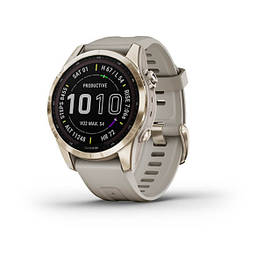 Смарт годинник Garmin Fenix 7S Sapphire Solar C. Gold Titanium w. Light Sand Band (010-02539-20/21)