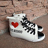Кеди LOVE MOSHINO білі на шнурках, фото 2