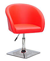 Крісло Andy 4CH-BASE червоний шкірозамінники з підлокітниками на хромованій квадратній опорі, фото 3