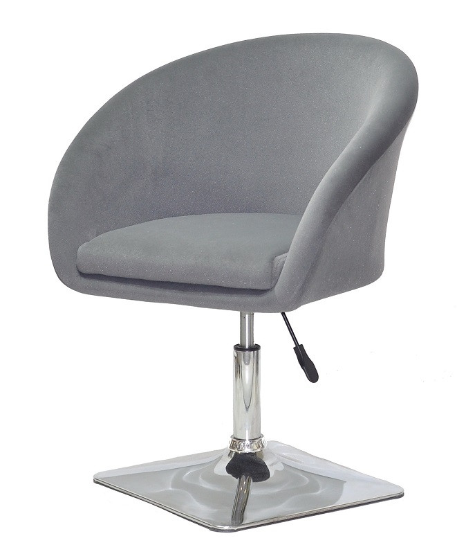 Крісло Andy 4CH-BASE сірий В-1004 оксамит із підлокітниками на хромованій квадратній опорі, фото 1