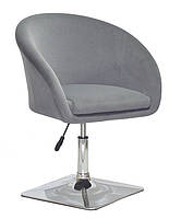 Крісло Andy 4CH-BASE сірий В-1004 оксамит із підлокітниками на хромованій квадратній опорі, фото 2