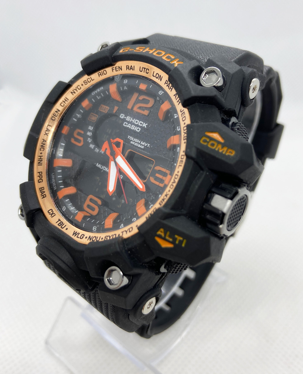 Часы спортивные водостойкие армейские G-SHOCK Casio (Касио) Черные с оранжевым ( код: IBW845BJ )