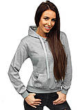 Кофта сіра жіноча з капюшоном без написів, Літня Толстовка трикотажна хб Худі з кишенею Кенгурушка весняна на дівчину, фото 5