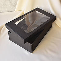 Подарочная коробка черная с крышкой 350х210х100 мм.