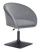 Крісло Andy 4BK-BASE сірий В-1004 оксамит із підлокітниками на чорній квадратній опорі, фото 2