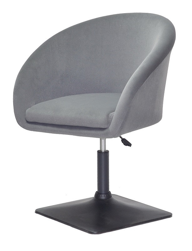 Крісло Andy 4BK-BASE сірий В-1004 оксамит із підлокітниками на чорній квадратній опорі, фото 1