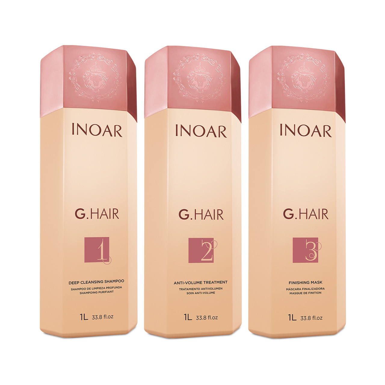 Кератинове випрямлення волосся набір — Inoar G.Hair Premium Hair Keratin, 3х1000 ml