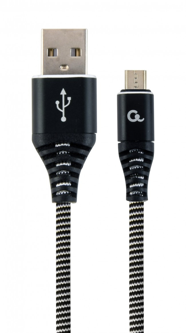 Кабель USB 2.0 - 1.0м AM/Micro-B Cablexpert CC-USB2B-AMmBM-1M-BW, преміум, 2.1А