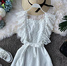 Літнє плаття з прошвы в чорному кольорі з обробкою з мережива і поясом (р. 42-44) 79032784, фото 3